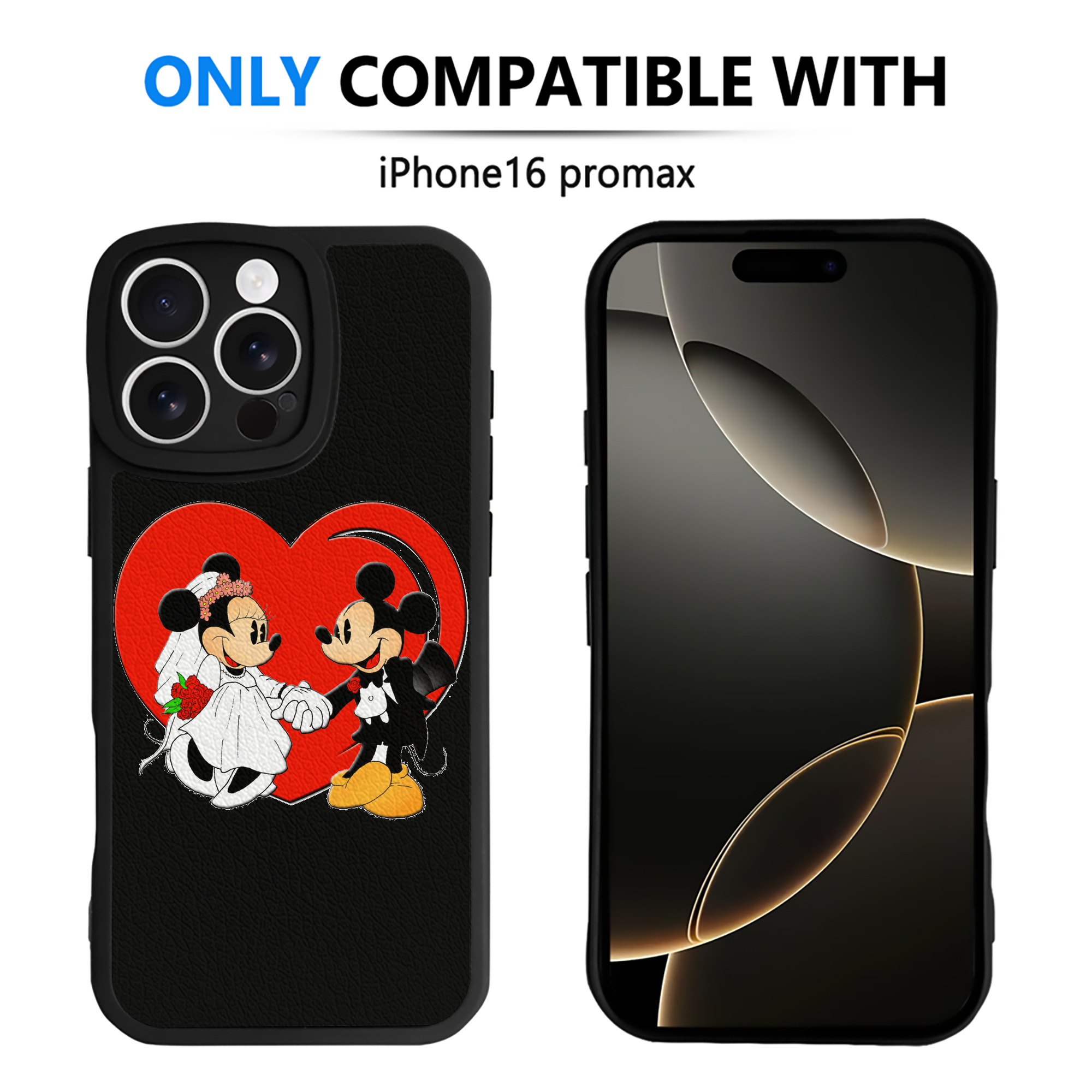 （画像用） ミッキーマウス Mickey Mouse 【iPhone 16シリーズ対応】シリコンスマホケース（レザー調） 材質：シリコン